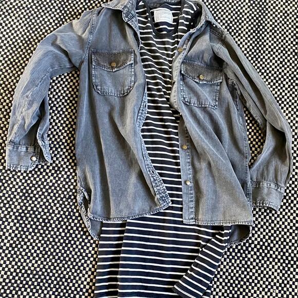 Current Elliot Button Up Denim Shirt Size 1 Small New! - Picture 4 of 4